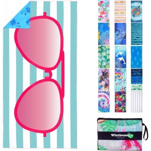 Kal-Serviette De Plage Réversible - Drap De Plage Grande 180x90cm, Serviette Plage Microfibre Légère Séchage Rapide Sans Sable, Beach Towel Pour Femme Homme, Vacances, Natation, Camping (1 Pack) - Neuf