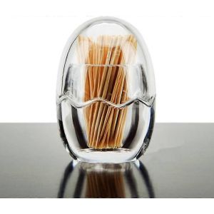 Nouveau,adapt&eacute; porte-cure-dents en acrylique Distributeur de cure-dents en cristal Seau Bo&icirc;te de cure-dents en plastique Forme d'oeuf - Neuf