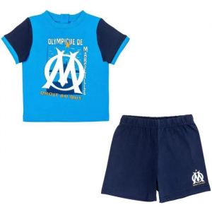 3 Mois - Ensemble T-Shirt Short B&eacute;b&eacute; - Olympique De Marseille - Om - Coton - Bleu - Manches Courtes - Neuf