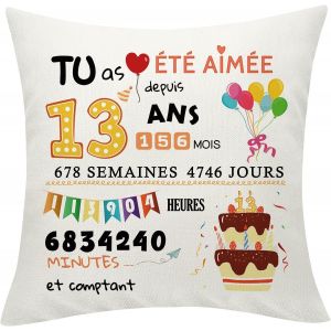 Slep-Cadeau Anniversaire Fille Garçon 13 Ans Anniversaire Housses De Coussin Cadeau Décoratif D'anniversaire Housse De Coussin Decoration Anniversaire 13 Ans Cadeau Pour 13 Ans 45 X 45 Cm - Neuf