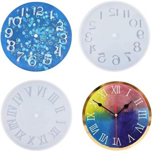 2 Pi&egrave;ces Moule En R&eacute;sine D'horloge,Moule Epoxy,Horloge En Silicone Liquide Chiffres Romains Chiffres Arabe Moule En R&eacute;sine D'horloge Pour L'horloge De Diy - Neuf