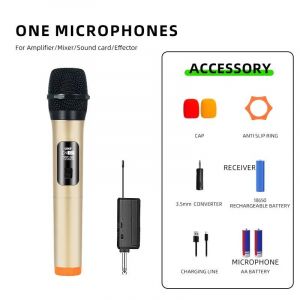 Microphone sans fil UHF, fréquence fixe, 2 canaux, portable, pour fête, karaoké, église professionnelle, spectacle, réunion[Z130] - Neuf