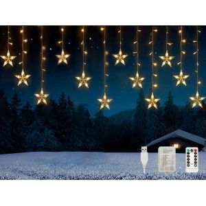 Jgd-Rideau Lumineux D'int&eacute;rieur De 3 M - Guirlande Lumineuse &Eacute;toiles Avec Batterie/Usb - &Eacute;clairage De No&euml;l - Avec Minuterie Et T&eacute;l&eacute;commande - Pour Chambre D'enfant, Balcon, F&ecirc;te - Blanc Chaud - Neuf