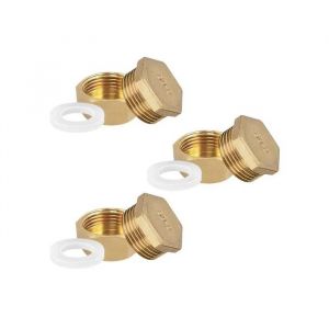 Bouchons en Laiton 1/2" pour Tuyau et Robinet Filetage avec Joints Kit de 10 Pi&egrave;ces Raccords &Eacute;tanches pour Eau et Jardin Dor&eacute; - Neuf