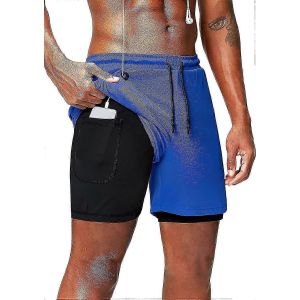 Short De Course 2 En 1 Avec Téléphone Pocket Quick Dry Mens Shorts 5 Pouces - Neuf