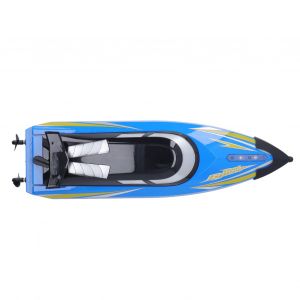 Bateau telecommande 2,4 G, 3 vitesses reglables, etanche, avec housse de protection, bleu - Neuf