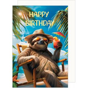 Premium Carte d'anniversaire de qualité supérieure avec enveloppe. Carte de v?ux Happy Birthday pour homme femme ami motif paresseux à l'étoile (G3560 SW024) - Neuf