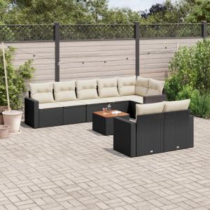 Prolenta Premium - Salon De Jardin 9 Pcs Avec Coussins Noir R&eacute;sine Tress&eacute;e - Neuf