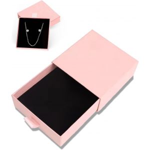 Mevronisshop-1 Pi&egrave;ce Bo&icirc;te Cadeau &Agrave; Bijoux 9x9x1.7cm Coffrets Cadeaux Pr&eacute;sentoir &Agrave; Bijoux En Papier Petite Bo&icirc;te Cadeau Pour Collier Boucles D'oreilles Bague Rangement De Bijoux - Rose - Neuf