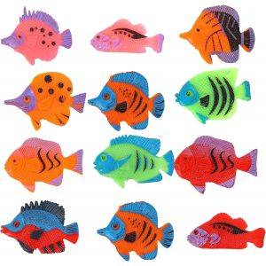 KAL-Moain Lot De 12 Mini Poissons Tropicaux En Plastique Pour Garçons Et Filles, Multicolore, 2 X 1.5 In/3.8 X 5 Cm - Neuf