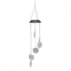 Hjlian Carillon Eolien Solaire Etanche A 7 Couleurs Changeantes, Motif Hibou, Luminaire Decoratif D'exterieur - Neuf