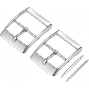 Kal-Fermoir De Bracelet De Montre Remplacement 2pcs Acier Inox Poli Argenté Pvd Boucle Pour 20mm Largeur Montre Bracelets Avec 2pcs Ressort Barre - Neuf