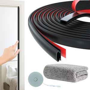 Joint de Porte Autocollant-Joint Isolant,Joint en Caoutchouc Plat pour Isolation-Résistant au Froid,Anti-Bruit,Anti-Poussière-Pour Porte d'Entrée,Fenêtre PVC,Garage et Plus - Neuf