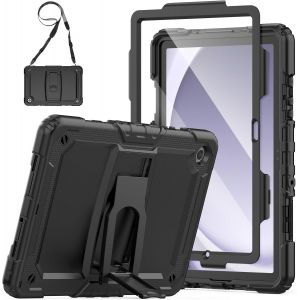 Coque Pour Samsung Galaxy Tab A9 Plus 11"" 2023, Antichoc Tab A9+ Coque Avec Protecteur D'écran/Support Pliable/Bandoulière, Coque Pour Galaxy Tab A9 Plus Sm-X210 / Sm-X216 / Sm-X218, Noir - Neuf