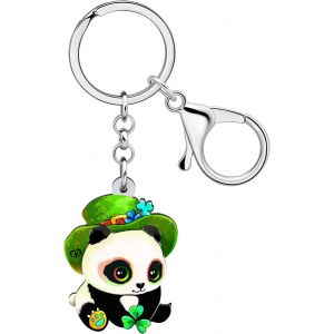 KAL-Porte-Cl&eacute;s Panda En Acrylique Pour La Saint Patrick Porte-Cl&eacute;s Sac &Agrave; Main Portefeuille Cadeaux Pour Filles Femmes Tendance - Neuf
