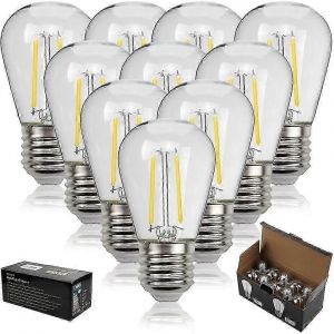 Pack de 10 ampoules LED E27 S14 - Ampoules Edison vintage 2W pour guirlandes lumineuses extérieures S14 - Ampoules rétro blanc chaud - Neuf