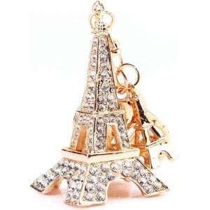 KAL-Tour Eiffel Strass Porte-Clés, Métal Cristal Tour Eiffel Porte-Clés, 3D Étincelant Charme Strass À La Mode Élégant En Alliage Métallique Durable Porte-Clés Accessoire - Neuf