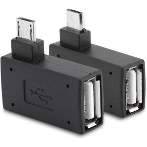 Lot De 2 Adaptateurs Micro Usb 2.0 M&acirc;le &Agrave; Angle Droit &Agrave; 90 Degr&eacute;s Usb M&acirc;le Vers Micro Femelle Otg[Z572] - Neuf