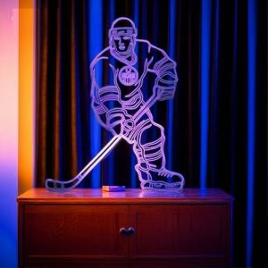 Lampe De Chevet 3d Avec T&eacute;l&eacute;commande De Hockey Sur Glace 16 Couleurs Illusion De Nuit En Acrylique Lampe De Chevet Pour Chambre D'enfant D&eacute;coration De Bureau Cadeau D'anniversaire Jouet Pour Enfants - Neuf
