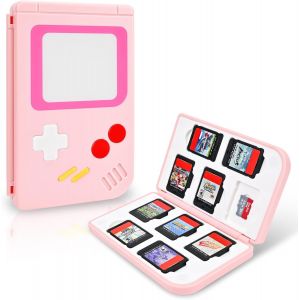 Kal-Étui Pour Cartes De Jeu Pour Switch Et Switch Lite Switch Oled, Rangement Switch Pour Cartes De Jeu Switch Design Rétro Avec 10 Cartes De Jeu Et 10 Cartes Micro Sd,Rose - Neuf