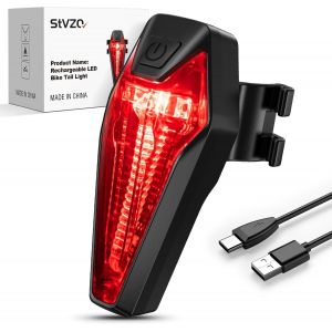 Feu arrière LED rechargeable par USB-Capteur de frein-Grand angle de visibilité 220°-Étanchéité IPX6-Rouge - Neuf