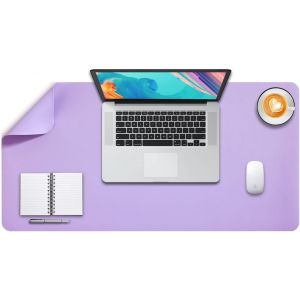 DDA-Sous-Main Bureau, Tapis de Bureau, Tapis de Clavier et Souris, Tapis de Portable, Pad Écriture, Mouse Pad, pour Bureau/Maison/Gaming, Double Face en Cuir PU Étanche 80 x 40cm (Violet/Violet) - Neuf