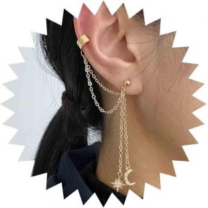 Kal-Boucle D'oreille Boho Strass Étoile Et Lune Goutte Dangle Mode Or Boucle D'oreille Long Gland Boucle D'oreille Chaîne Boucle D'oreille Quotidien Fête Vintage Boucle D'oreille Bijoux De - Neuf