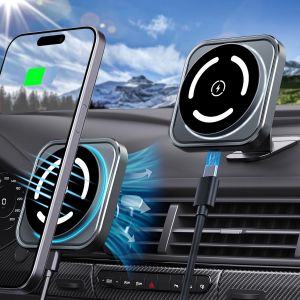 Ongi-15w Support Telephone Voiture Induction,Chargeur Magsafe Voiture Sans Fil,Support Telephone Magnétique Chargeur Sans Fil Pour Iphone 16/15/14/13/12 Séries,Samsung Galaxy S25 Series - Neuf
