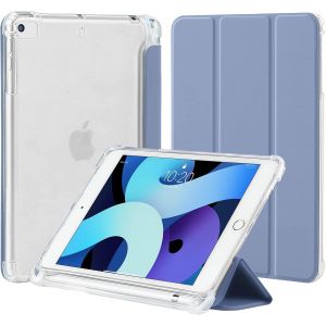 Coque pour iPad Mini 5 / Mini 4 G&eacute;n&eacute;ration 7,9 Pouces avec Porte-Stylet, Housse &Eacute;tui de Protection Mince et L&eacute;g&egrave;re avec Arri&egrave;re TPU Souple Translucide Givr&eacute; Etui Antichoc, Gris Lavande - Neuf