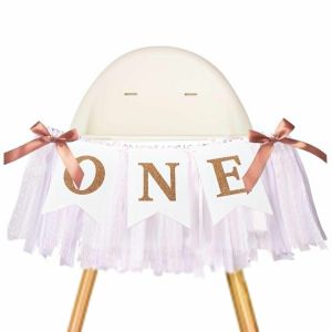 TRAHOO-Une Bannière de Chaise Haute,Pré - Assemblé Bannière Joyeux Anniversaire Blanc Bannière de Chaise Haute 1 an pour le Premier Anniversaire de BéBé - Neuf