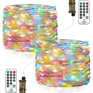 Guirlande Lumineuse,15m 150leds Guirlande Led,8 Modes Guirlande Lumineuse Sur Secteur,Guirlande Lumineuse Pile Pour Noël,Intérieure Extérieure,Anniversaire,Mariage Coloré - Neuf
