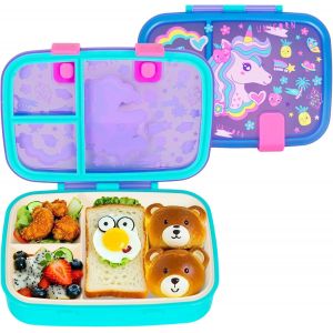 Tianyi-Boîtes À Déjeuner Bento Pour Enfants, 800 Ml, Sans Bpa, Anti-Fuite, Avec 3 Compartiments (Licorne) - Neuf