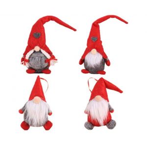 Lot de 4 poup&eacute;es de gnomes de No&euml;l sans visage, d&eacute;corations &agrave; suspendre - Neuf