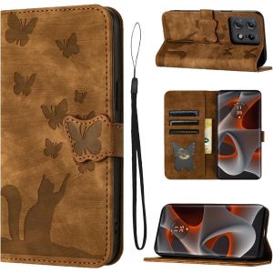 KAL-Housse Protection Pour Motorola Edge 50 Pro 5G 6.7 Pouces Mat&eacute;riau En Cuir Pu Coque Motorola Edge 50 Pro Avec Fentes Pour Cartes Motorola Edge 50 Pro Coque Avec Longe Anti Perte Marron - Neuf