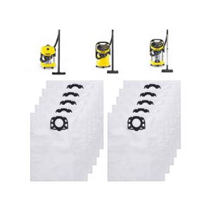 Lot de 10 sacs &agrave; poussi&egrave;re filtrants 53x41cm pour aspirateurs Karcher WD et MV - Neuf