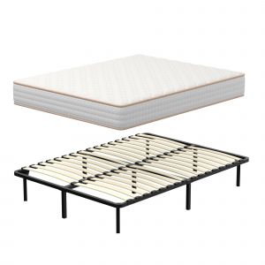 Ensemble Matelas en mousse + Sommier &agrave; Lattes 160x200cm, Epaisseur du Matelas 18 cm - Neuf