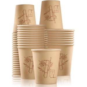 Kal-100 Pièces Gobelets Biodégradables En Papier 240ml Gobelets À Café En Papier Kraft Résistants Étanches Réutilisable Marron Gobelet En Carton Convient Aux Boissons Chaudes Et Froides - Neuf