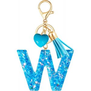 KAL-Porte-Cl&eacute;s Bleu Avec Lettre Porte-Cl&eacute;s Fille Initiale Cadeau Femmes Porte-Cl&eacute;s Coeur D&eacute;corer Pour Sac Sac &Agrave; Dos Porte-Clef Gland Or Porte-Clef Femme A-Z - Neuf