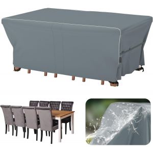 Ulteronixshop-Housse Salon De Jardin Imperm&eacute;able: Housse De Table Jardin Rectangulaire Avec Bande R&eacute;fl&eacute;chissante 600d Oxford Coupe-Vent Couverture De Protection Meubles B&acirc;che Pour Table - Gris 242x16 - Neuf