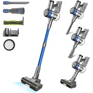 VornixorSarlshopAspirateur Balai sans Fil, 400W 45KPa Aspirateur sans Fil Puissant, 55Min Autonomie, Brosse Anti-emm&ecirc;lement, Batterie Amovible, Aspirateur sans Sac avec LED &Eacute;cran pour Tapis Poils d'a - Neuf