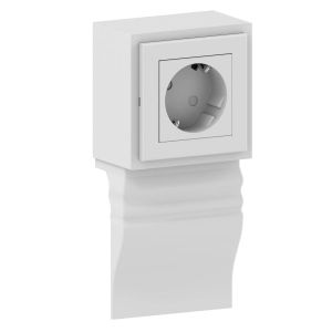 Habengut Bloc multiprise 1 prise pour plinthe « Profil Berlin » en PVC,blanc - Neuf