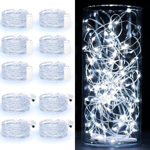 KAL-10 Pcs 3M Led Froids Batterie Guirlande Lumineuse, Étanche Pour Le Bricolage, Fête, Décoration Intérieure Et Extérieure, 4 Pièces Carrées + 6 Pièces Plates Guirlande Lumineuse - Neuf