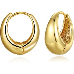 Kal-Petites Cr&eacute;oles Boucles D'oreilles Dor&eacute;es Pour Femmes, Cr&eacute;oles Huggie En Cuivre Avec Placage Or 18 Carats Boucles D'oreilles Dor&eacute;es &Eacute;paisses Bijoux L&eacute;gers Et Hypoallerg&eacute;niques Cadeaux Pour Femmes - Neuf