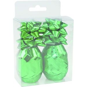 Kal-617282c - Une Boite De 2 Rubans Bolducs Pour Emballage Cadeau + 2 Noeuds D'emballage - Couleur : Vert - Emballage Cadeau, Ruban D'emballage - Neuf