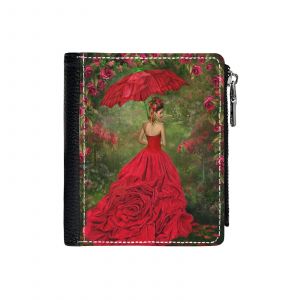 Portefeuille Femme à la robe rose_4219 Compact en Simili-Cuir PU Porte-Cartes avec Fermeture Éclair Multi-Poches Unisexe Homme/Femme/A - Neuf