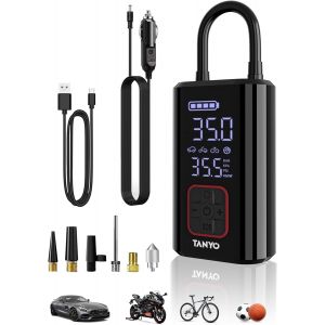 Compresseur à Air Portatif,Gonfleur Électrique Pneus Voiture Électrique 150 PSI,Mini Compresseur Voiture Accessoires 12V avec Numérique LED, Pompe a Velo Electrique pour Motos, Voiture, Vélos - Neuf