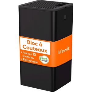 Mevronisshop-Bloc &Agrave; Couteaux Universel Sans Couteaux, Pour Jusqu'&agrave; 15 Couteaux, Avec Fente Pour Ciseaux De Cuisine Et Aiguiseur De Couteaux, Support De Couteaux Avec Trous De Drainage Et Pieds - Neuf