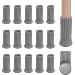 Lot De 16 Chaussettes Pour Pieds De Chaise Avec Coussinets En Feutre-Double Couche Antid&eacute;rapante-Pour La Maison,L'&eacute;cole,Le Bureau,La Biblioth&egrave;que (Gris) - Neuf