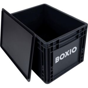 JEXNOVASHOP-SOLO : Boîte de rangement avec couvercle - Eurobox 40x30x28 cm - boîte de transport en plastique pour le camping, le bateau, la cave ou le jardin - empilable avec d'autres bacs norme Euro - Neuf