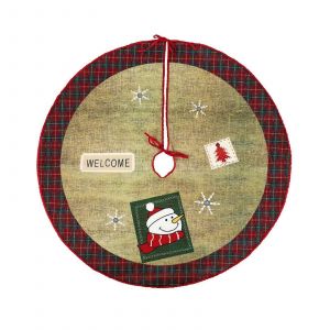 Jupe de sapin de No&euml;l - 90 cm de diam&egrave;tre, texture lin, d&eacute;corations de f&ecirc;te, pour une ambiance de No&euml;l r&eacute;ussie - Neuf